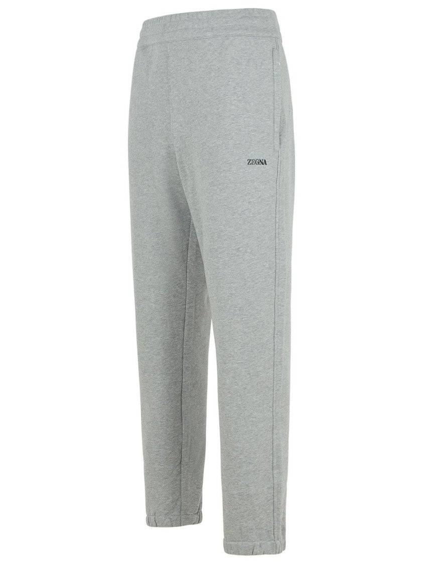 Zegna Relaxed Fit Grey Trousers With Elastic Waistband