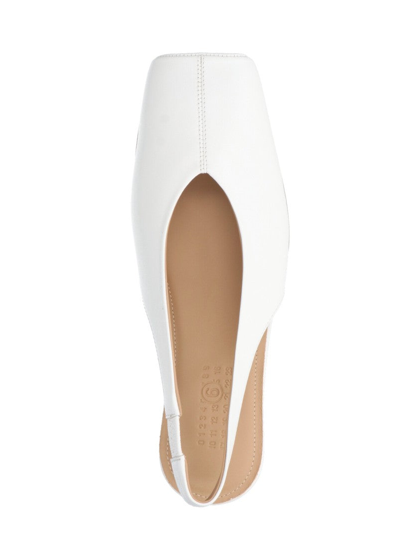 Mm6 By Maison Margiela Slingback Ballerina Flats In Smooth White Goat Leather