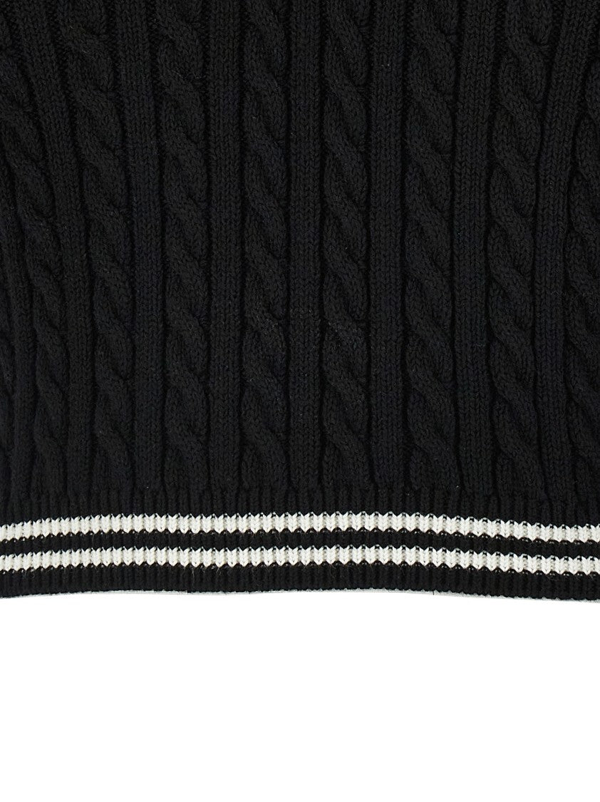 Alessandra Rich Braided Cotton Polo Shirt With Contrast Details