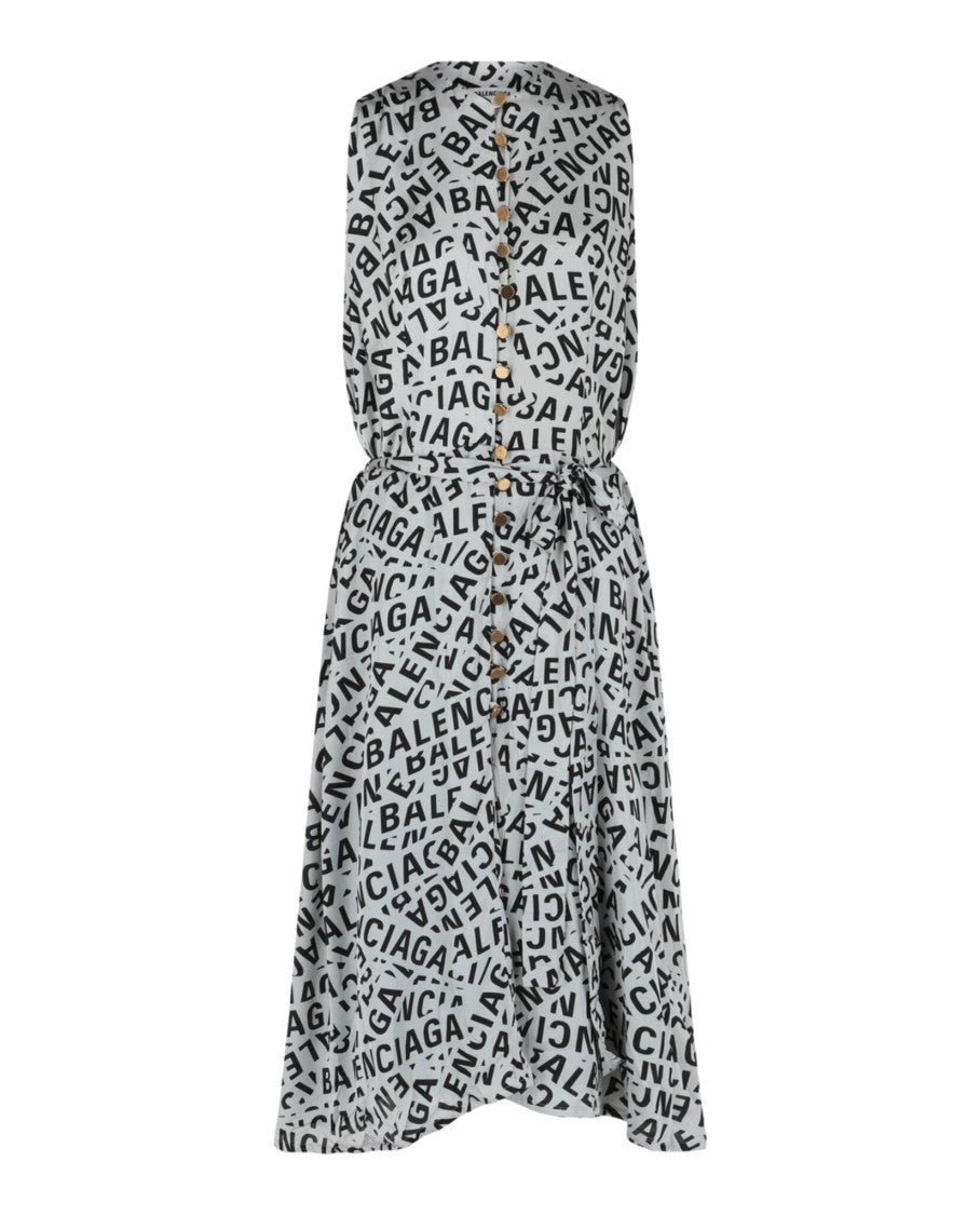 Balenciaga Logo-Print Midi Dress