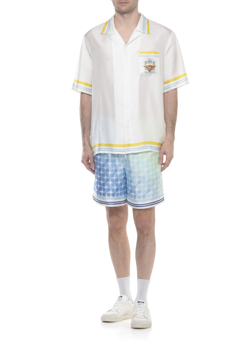 Casablanca White Tennis Landscape Silk Shirt