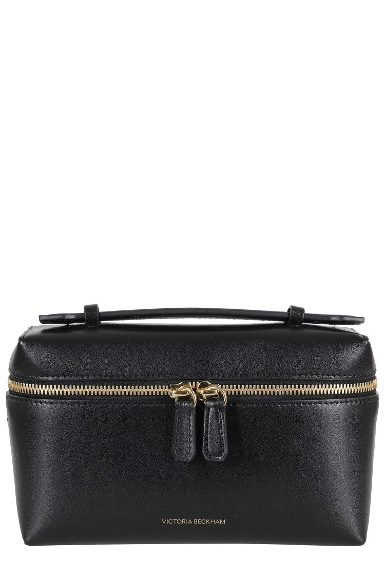 Victoria Beckham Black Vanity Crossbody Zippered Leather Shoulder Bag