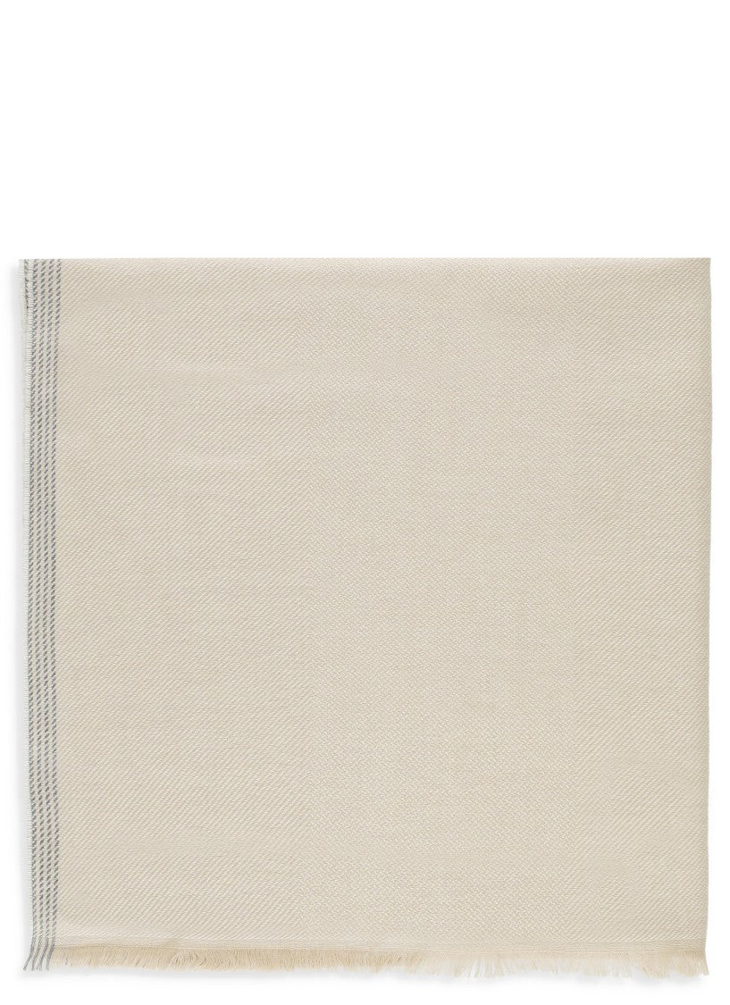 Brunello Cucinelli Beige Cashmere And Wool Scarf