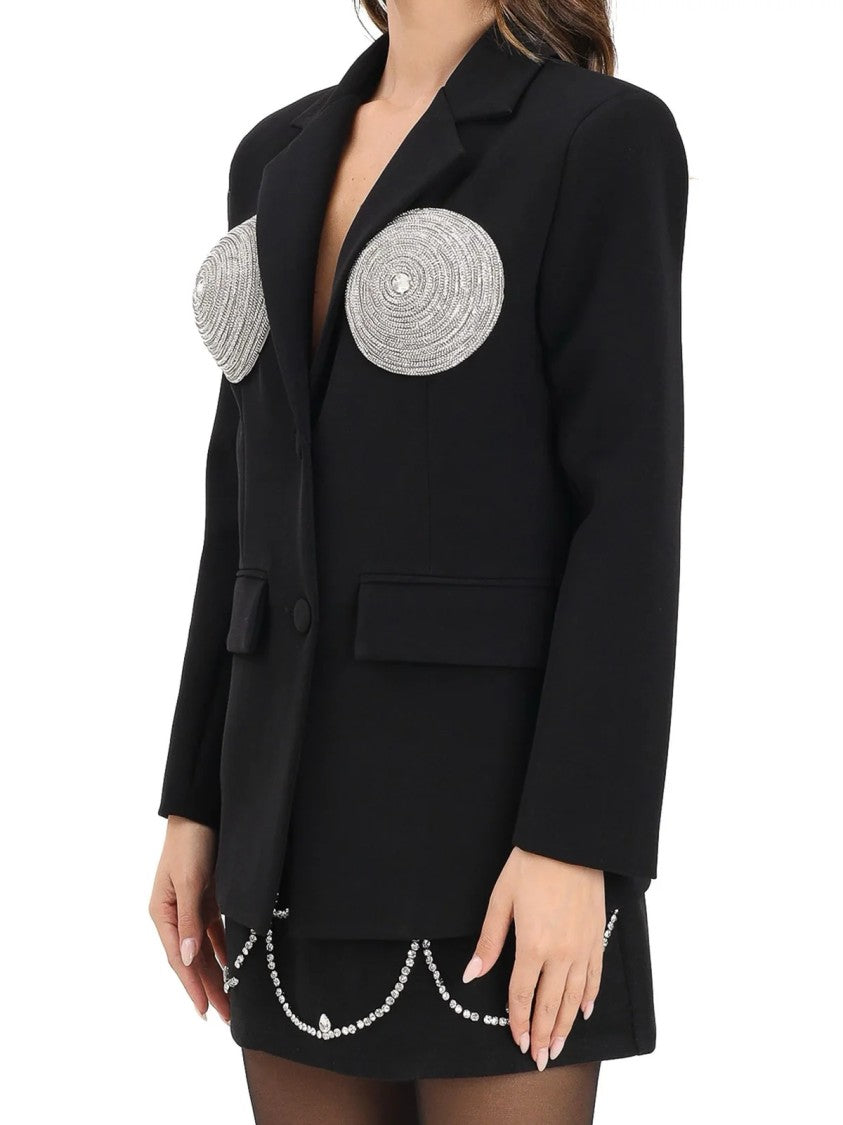 Tpn Black Polyester Long Jacket