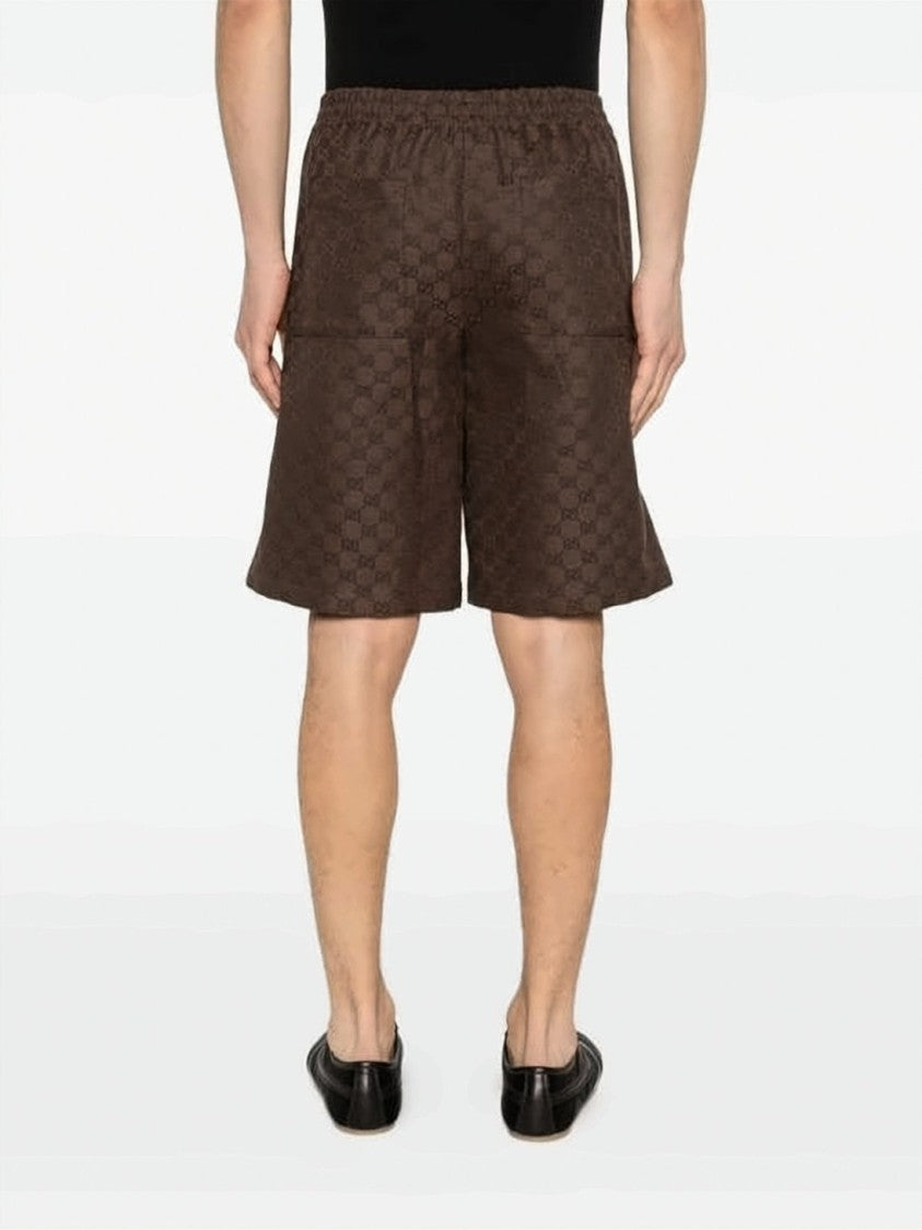 Gucci Relaxed Fit Linen-Blend Shorts With Textured Finish