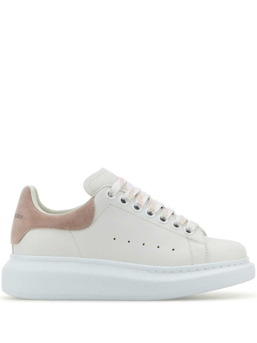Alexander Mcqueen White Sneakers With Contrasting Suede Heel Tab