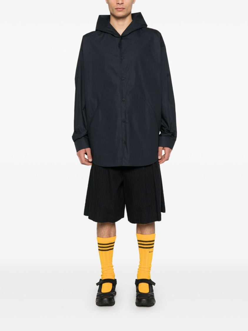 Balenciaga Lightweight Blue Poplin Hooded Shirt