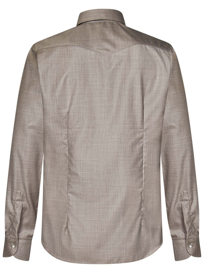 Franzese Collection Tailored Beige Western Shirt With Classic Design