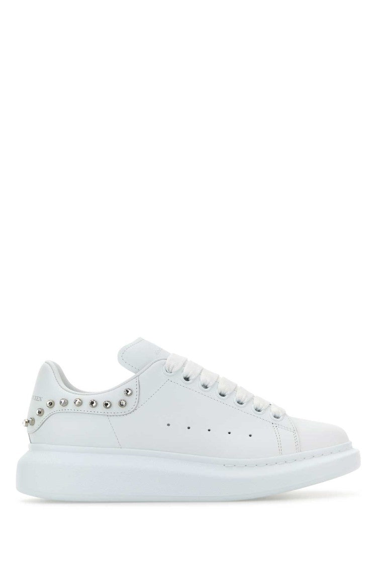 Alexander Mcqueen White Leather Sneakers With White Leather Heel