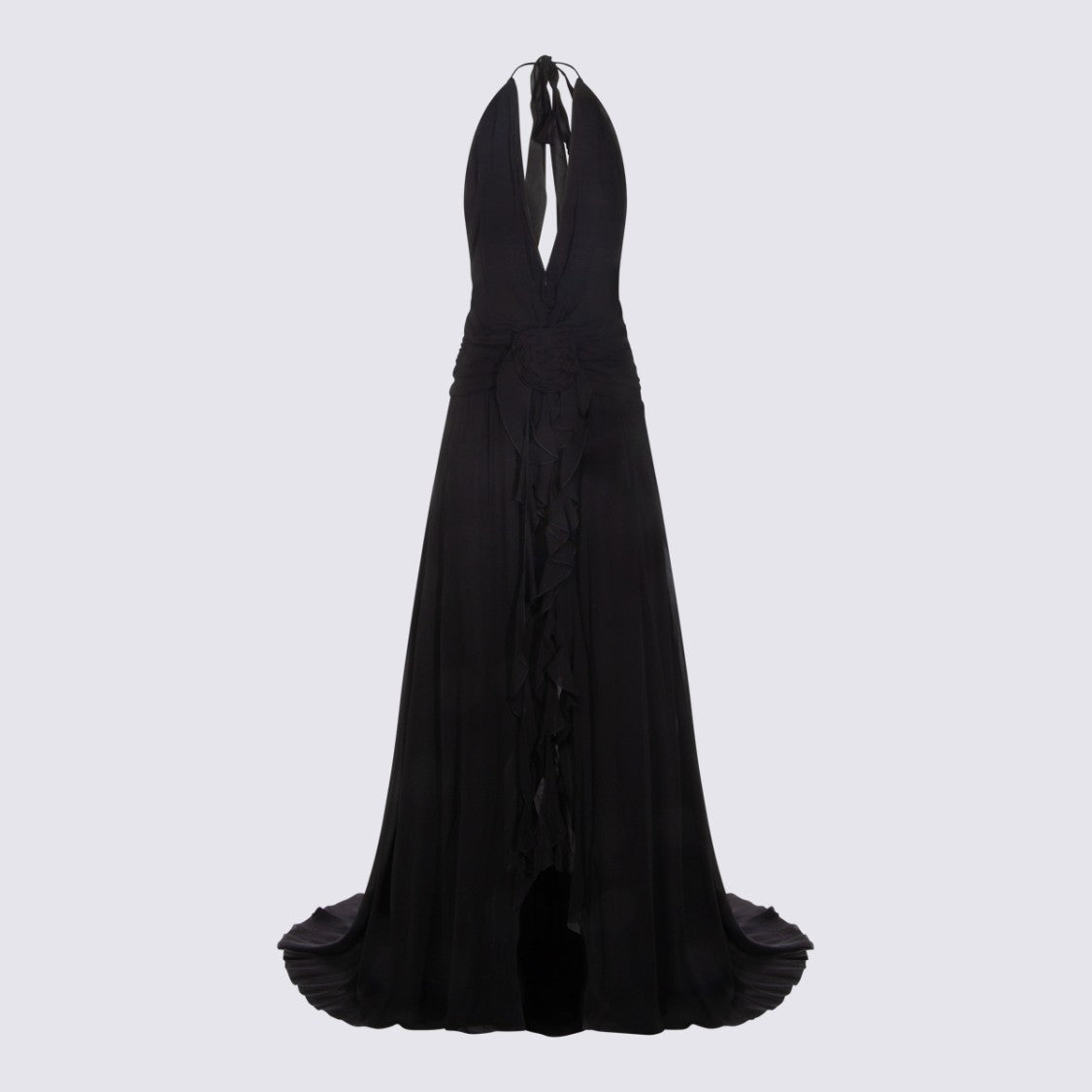 Blumarine Maxi Dress With Deep V-Neck Collar