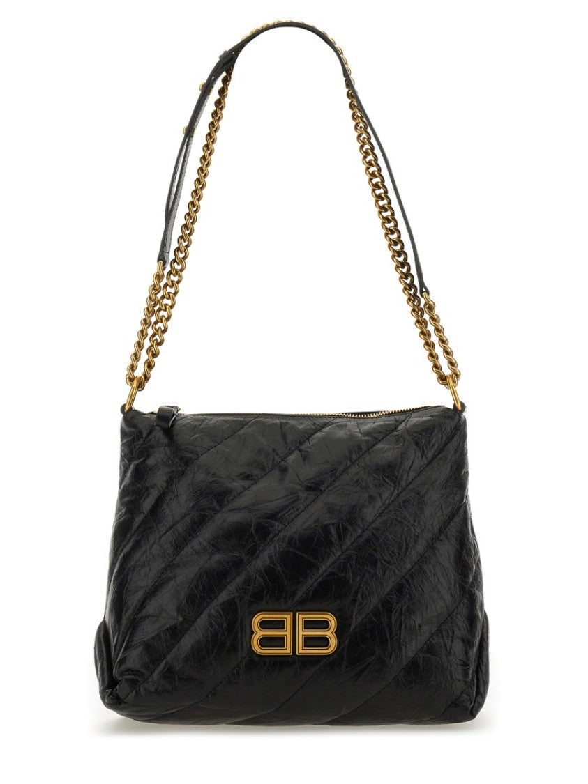 Balenciaga Quilted Black Hobo Bag With Gold-Tone Hardware