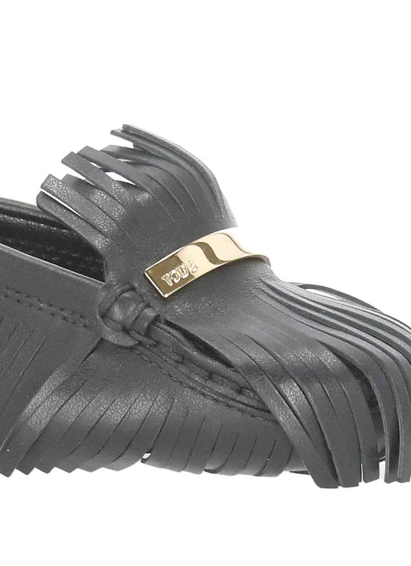 Tod's Miniature Loafer Keychain With Fringed Detailing And Metal Logo