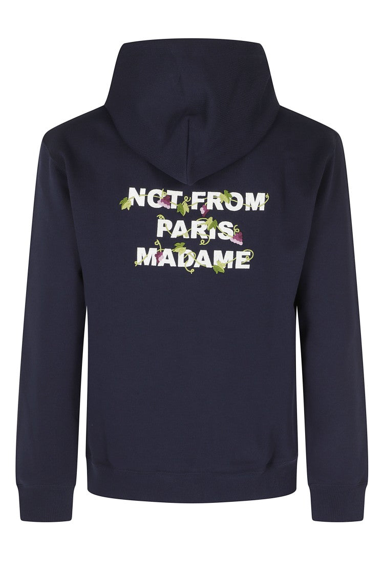Drôle De Monsieur Blue Vine Embroidered Slogan Cotton Hoodie