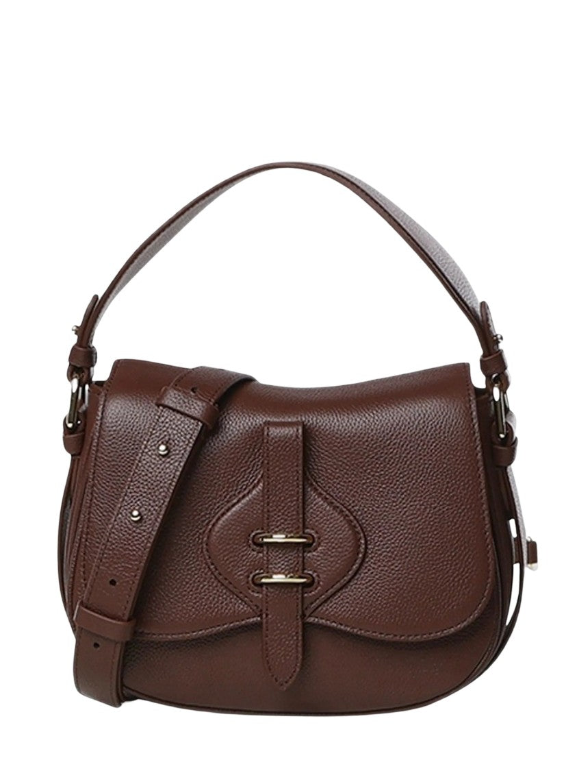Coccinelle Structured Grained Leather Tote Bag With Decorative Flap Closure
