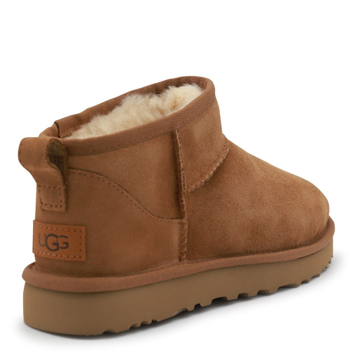 Ugg Ultra Mini Brown Suede Slip-On Boots With Overlock Stitching