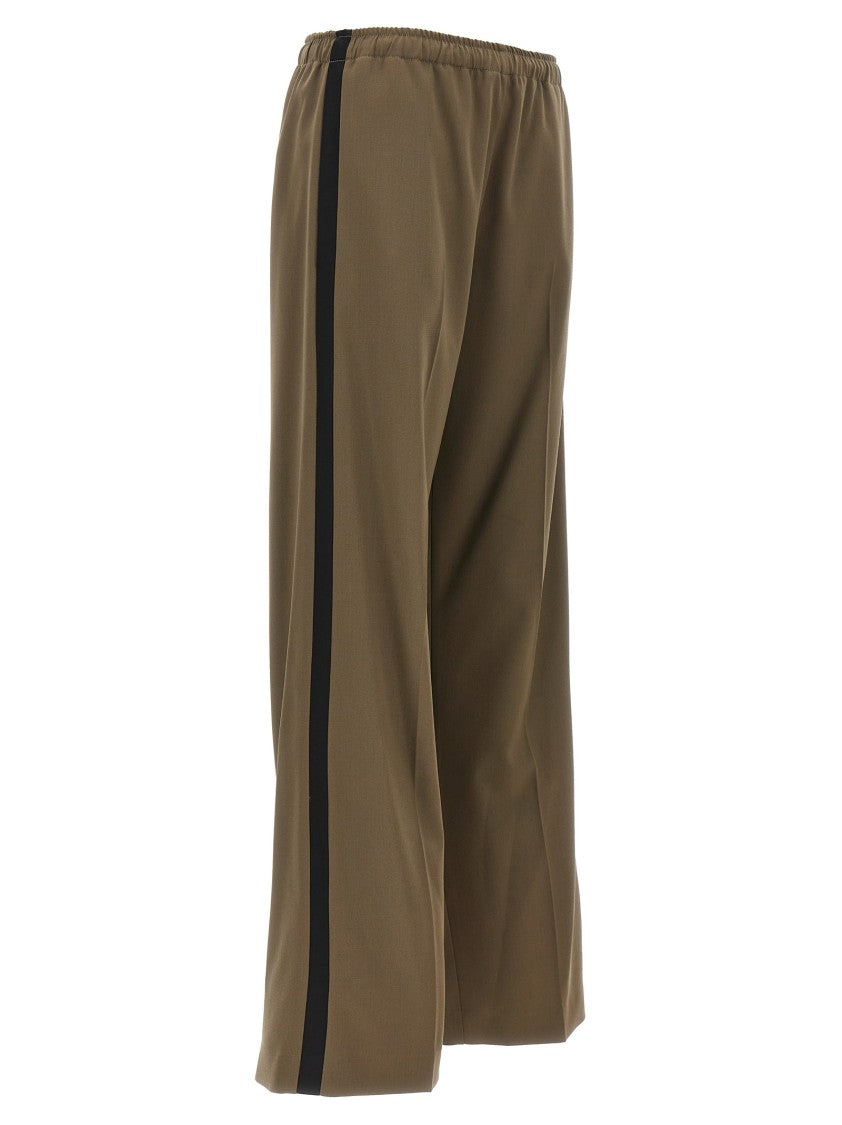 Mm6 By Maison Margiela Brown Satin Band Pants With Contrast Detailing