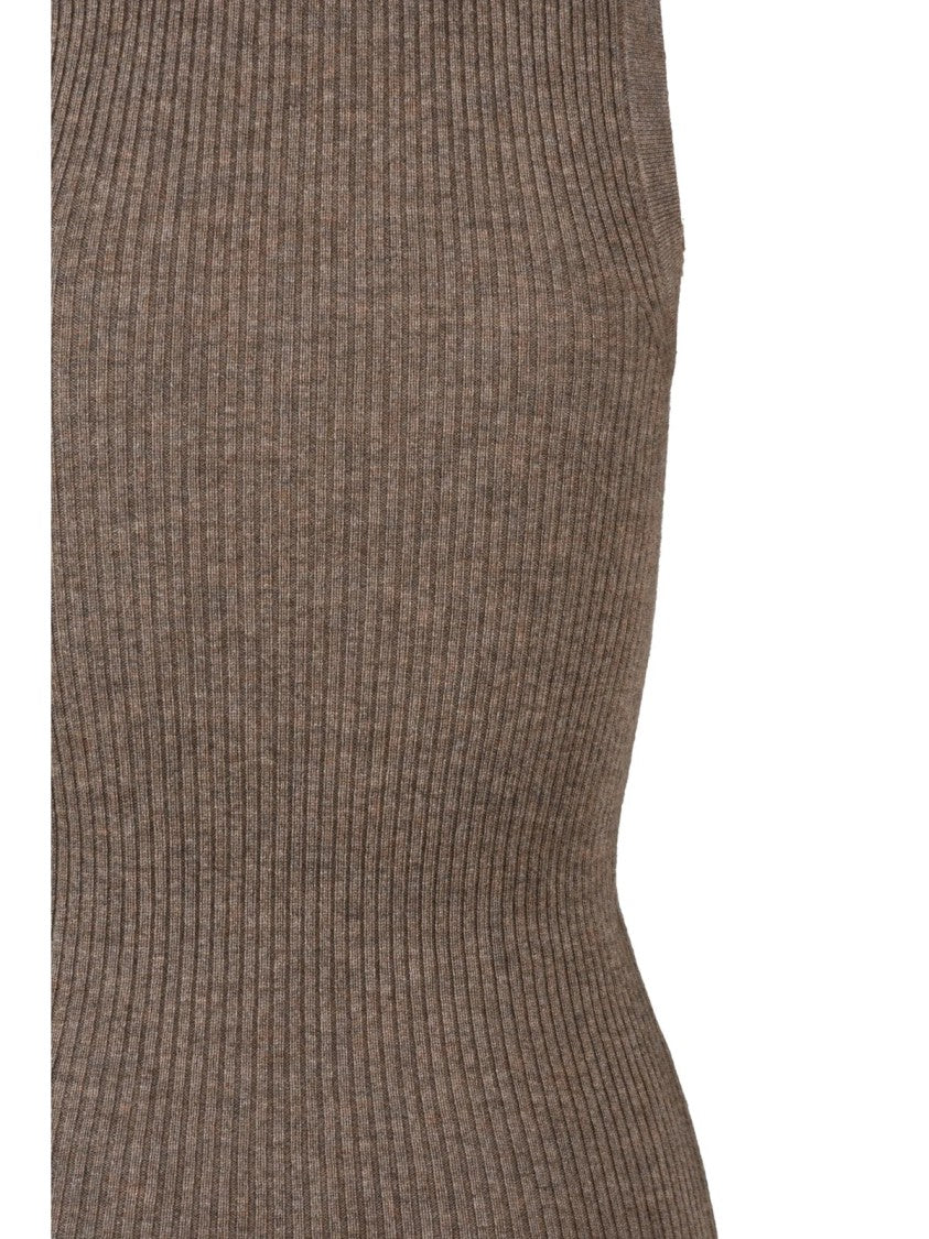 Max Mara Sleeveless Knit Top With Fine Ribbed Texture And Fitted Silhouette