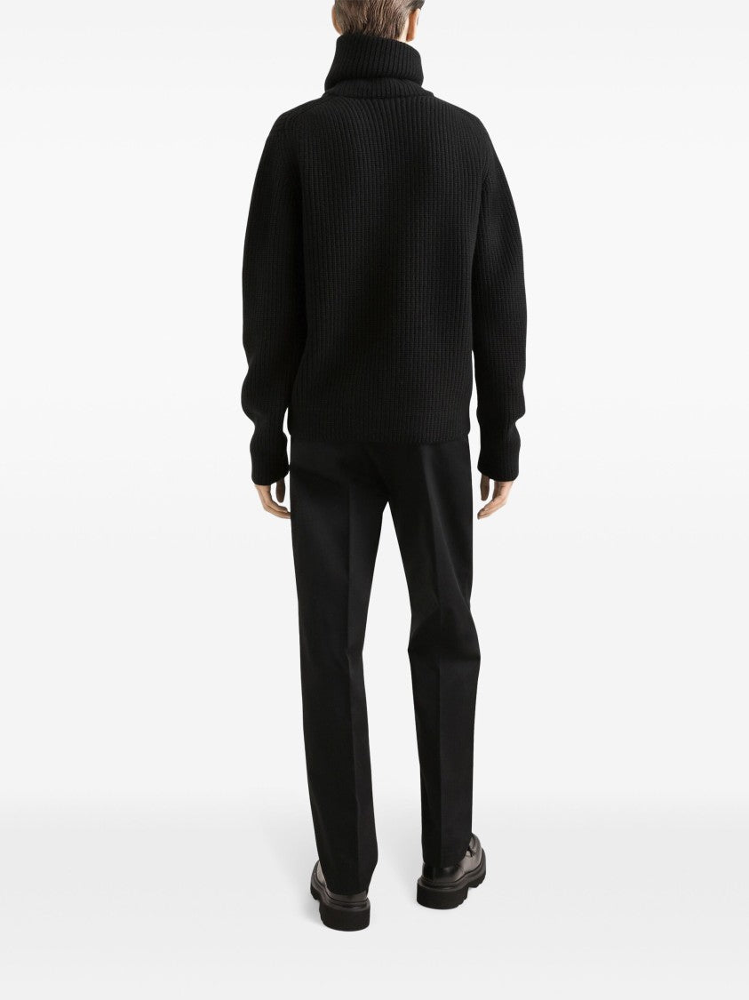 Dolce & Gabbana Tailored Stretch Cotton Gabardine Black Trousers