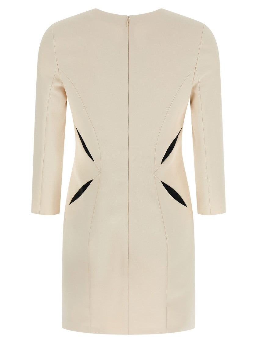Elisabetta Franchi Cut-Out Mini Dress With Asymmetrical Logo And Contrast Patchwork