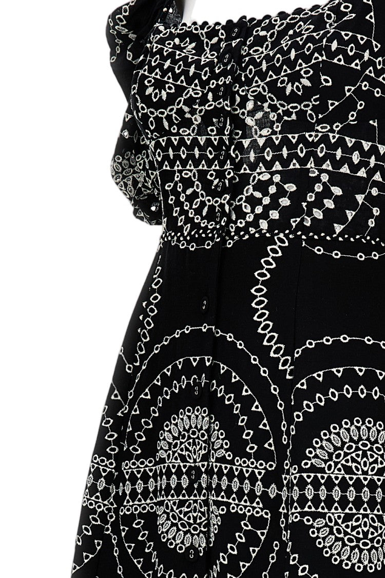 Charo Ruiz Ibiza Long Flared Dress With Embroidery And Balloon Sleeves