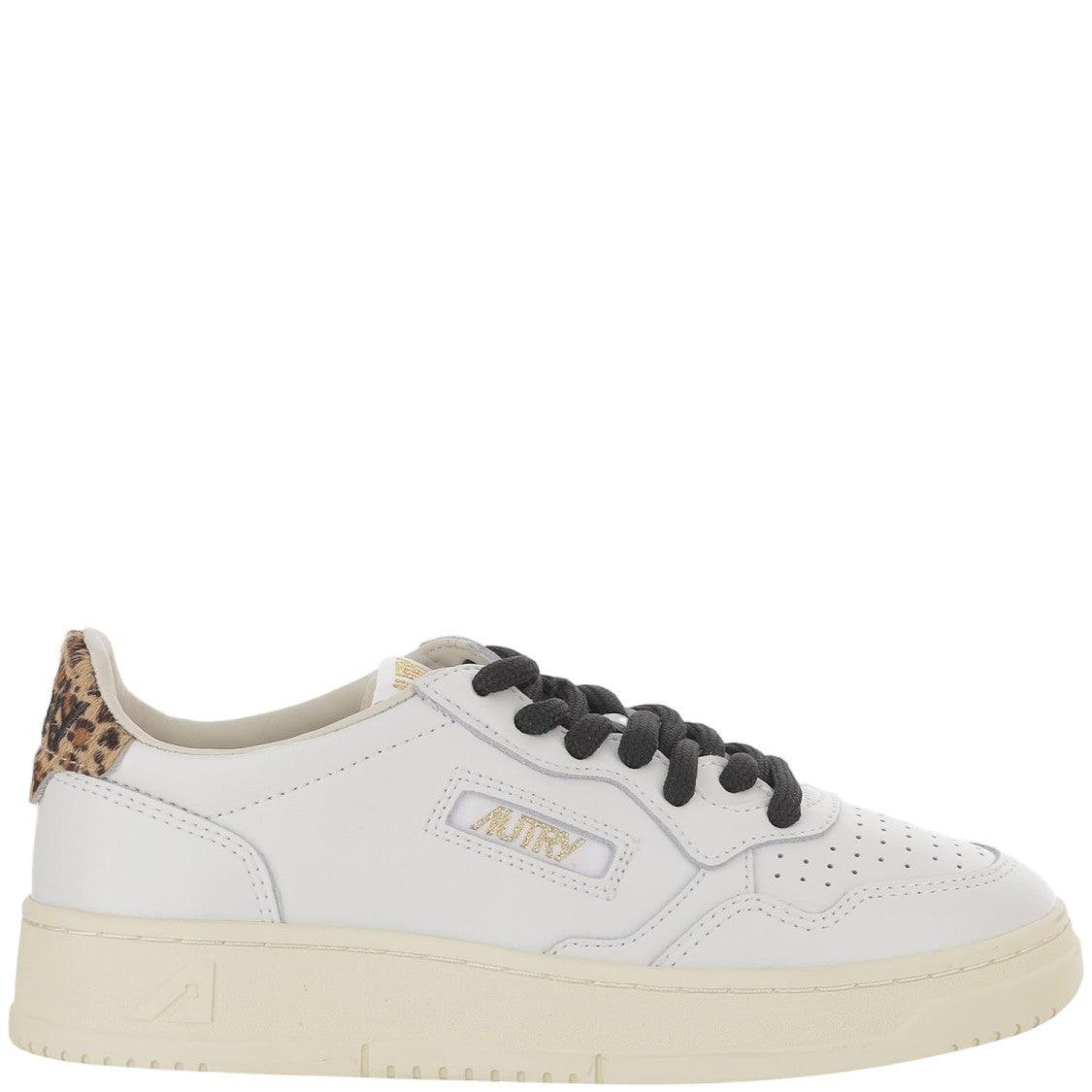 Autry Medalist Low Leather Sneakers With Animal-Print Heel Tab