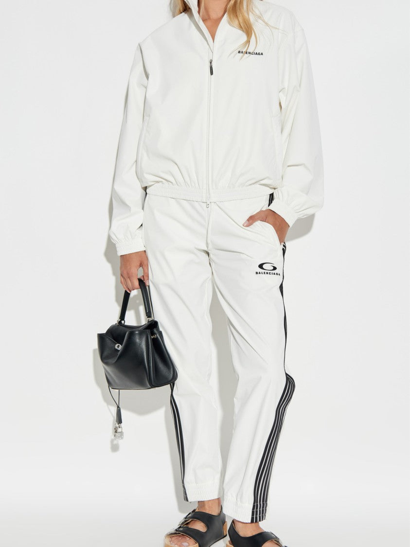 Balenciaga White Tracksuit High Collar Polyester Jacket
