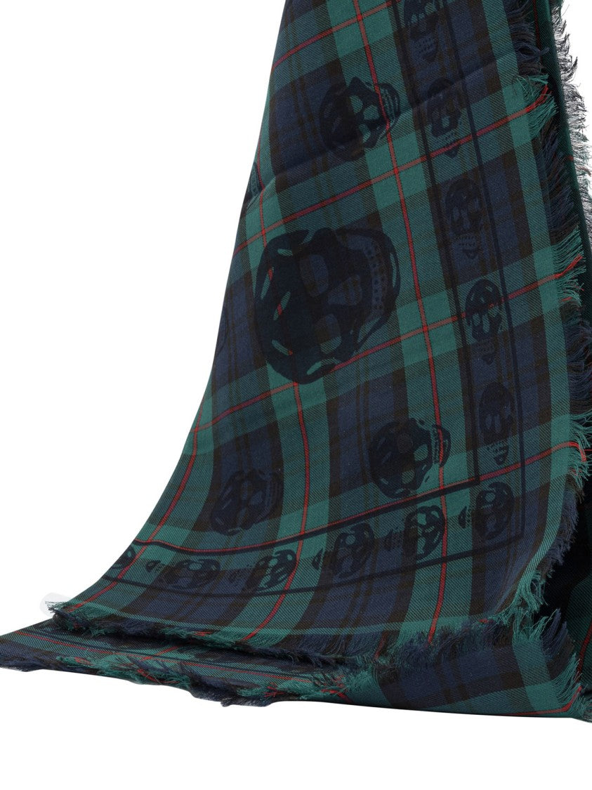 Alexander Mcqueen Tartan Skull Scarf In Cotton
