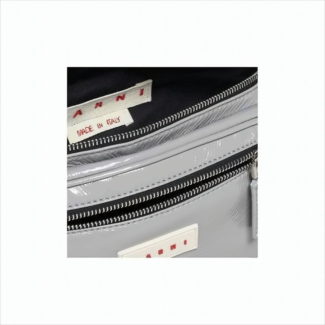 Marni Glossy Belt Bag With Structured Silhouette And Zip Compartments