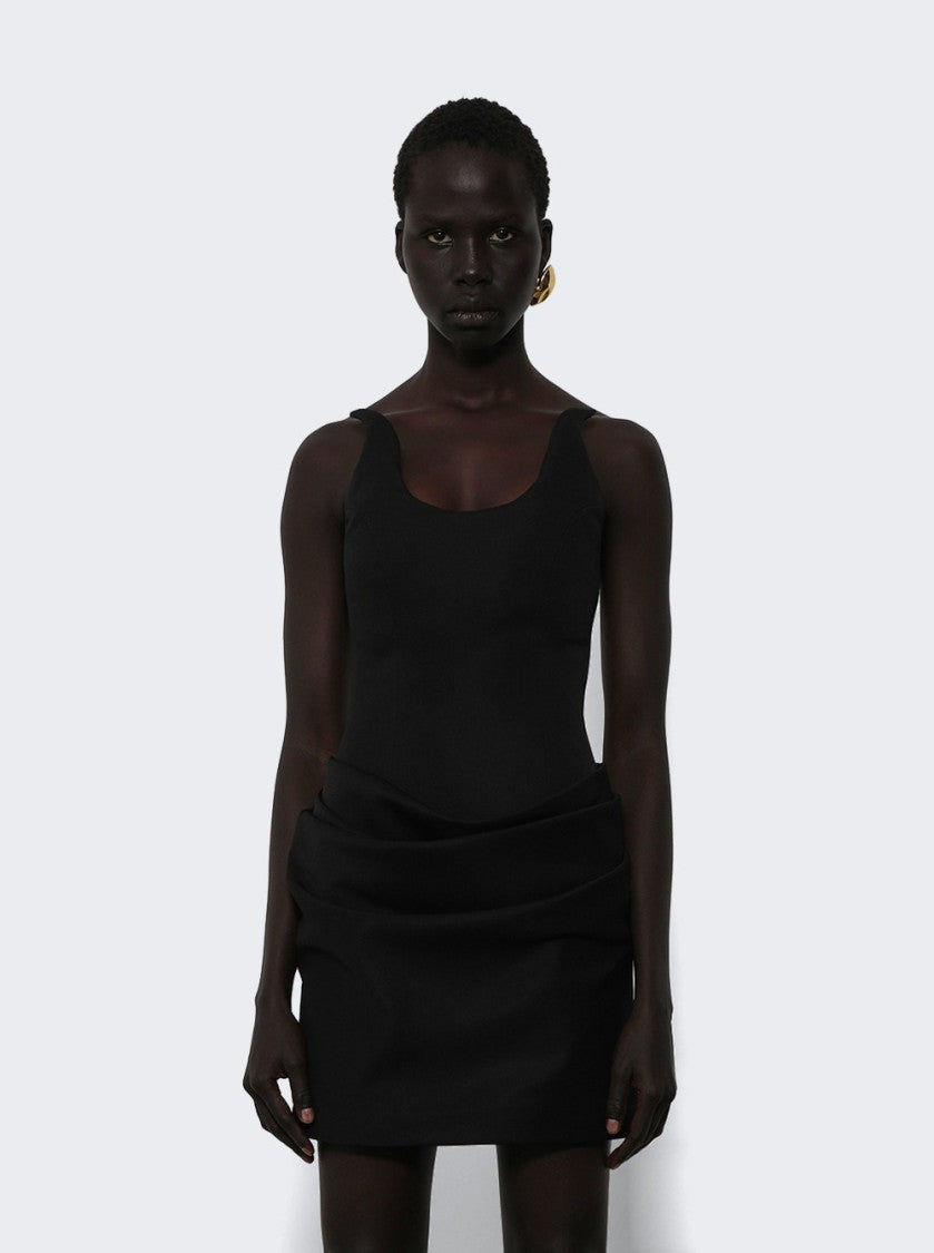 Coperni Strapless Black Mini Dress With Graphic Neckline