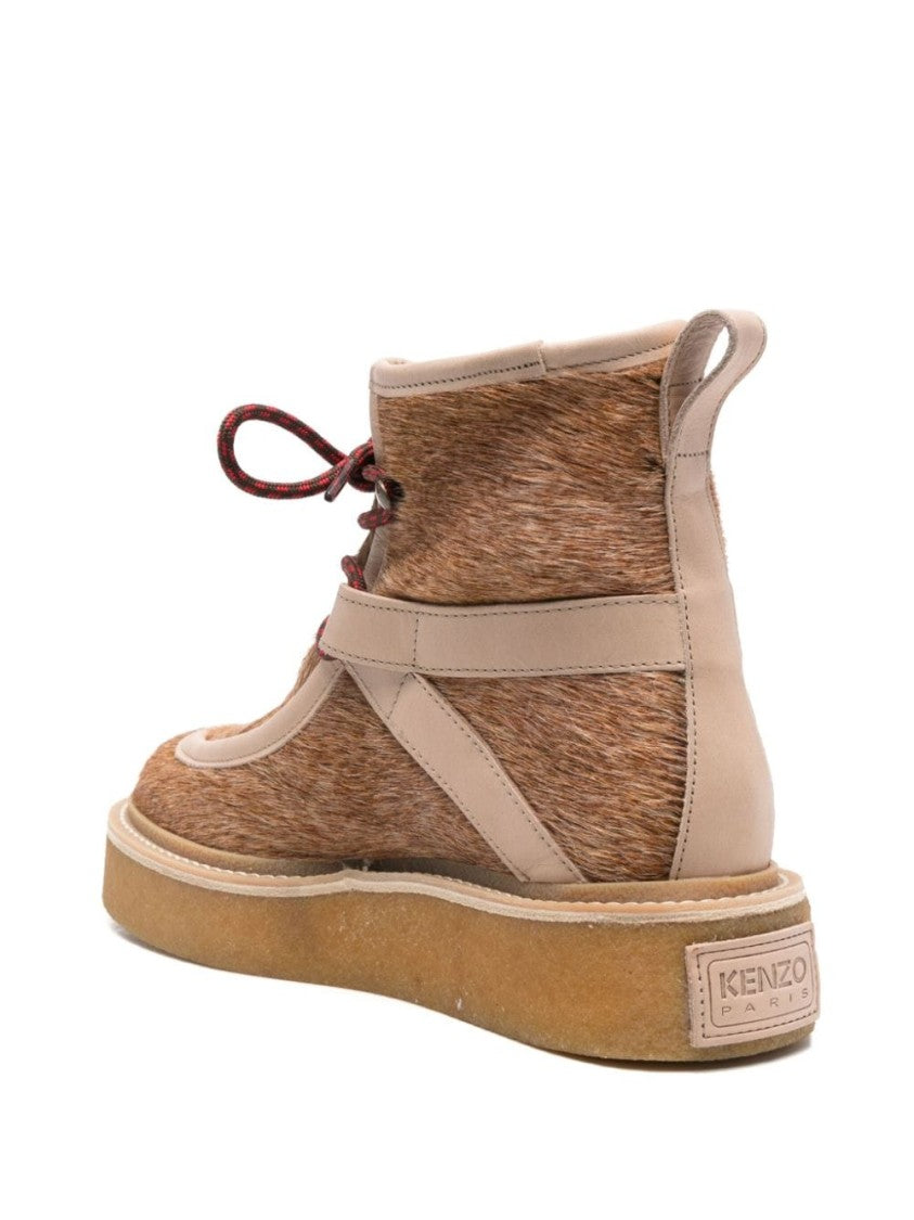 Kenzo Tobacco Brown Calf Hair Ankle Boots