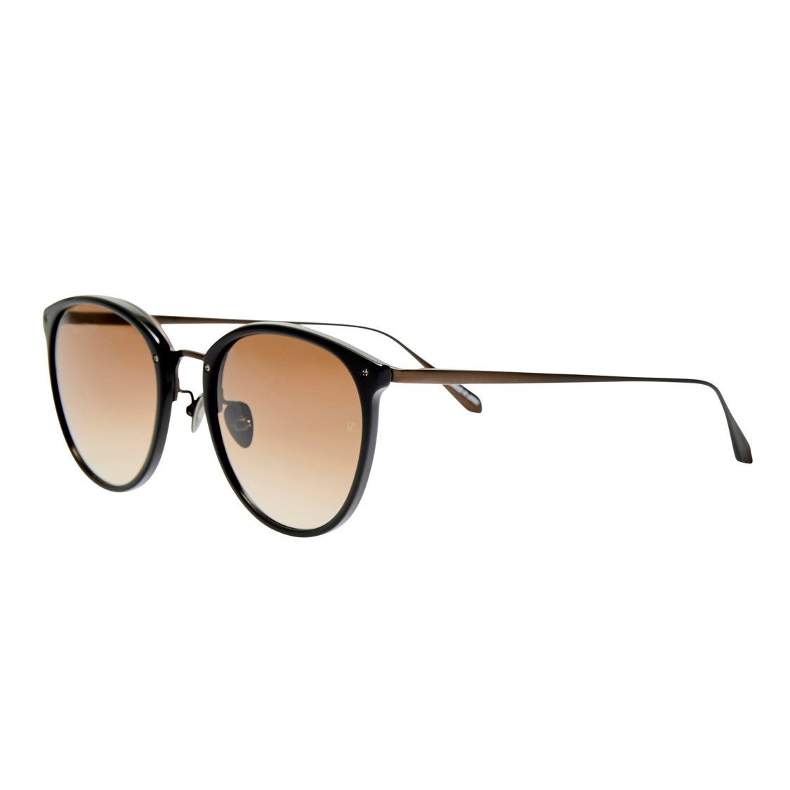 Linda Farrow Rounded Titanium Sunglasses With Gradient Brown Lenses