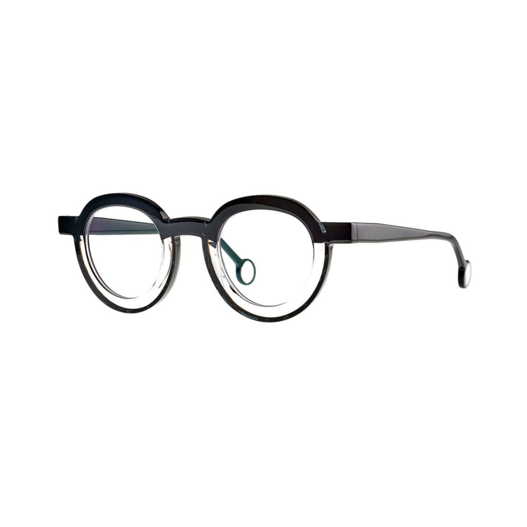 Theo Ayunan 001 Black+Astrakhan+Transparent Round Astrakhan Sunglasses With Bold Black