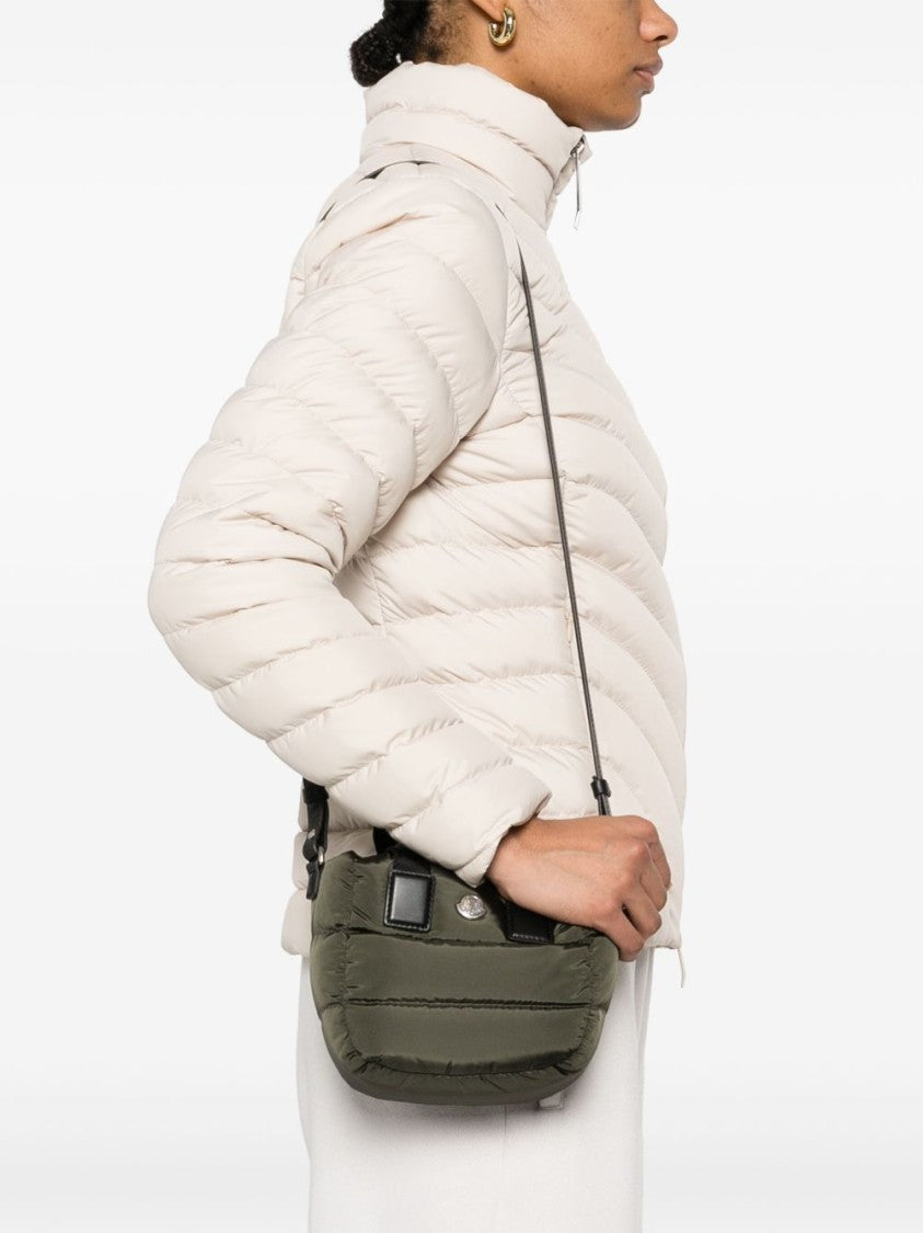 Moncler Quilted Khaki Handbag With Adjustable Shoulder Strap