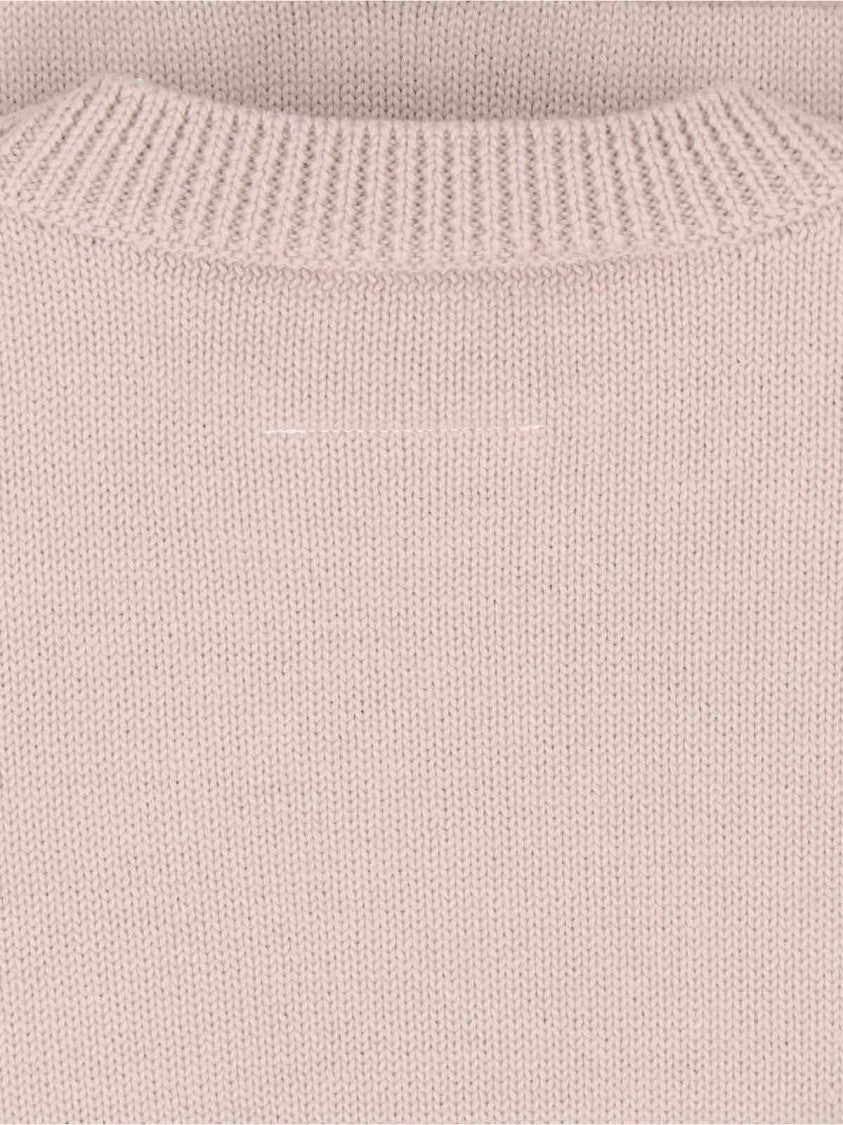 Mm6 By Maison Margiela Textured Knit Sweater With Ribbed Trim – Neutral