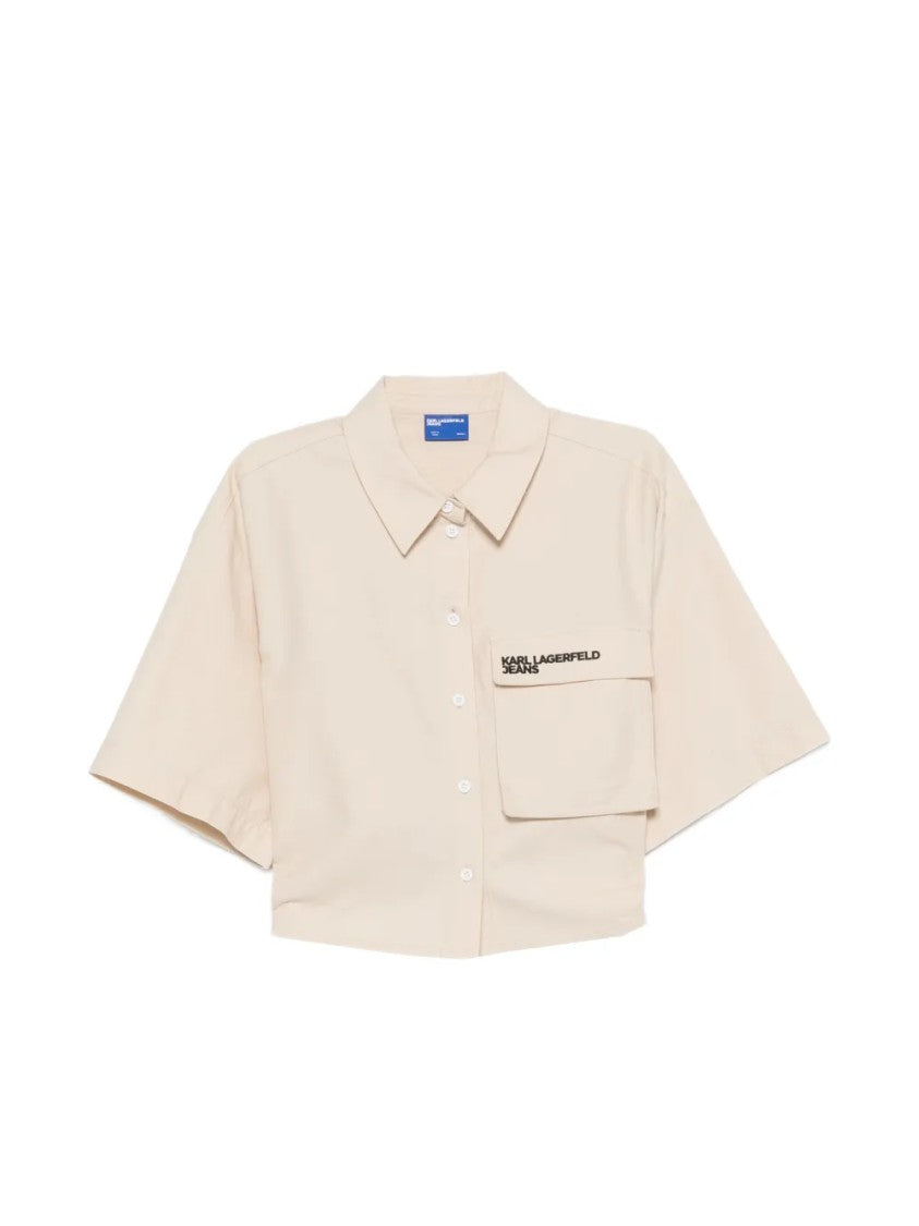 Karl Lagerfeld Cropped Boxy Shirt With Flap Pocket