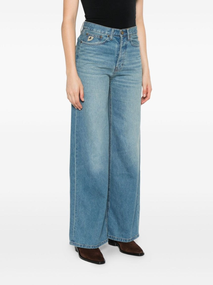 Iois Wide-Leg Blue Jeans With High Waist