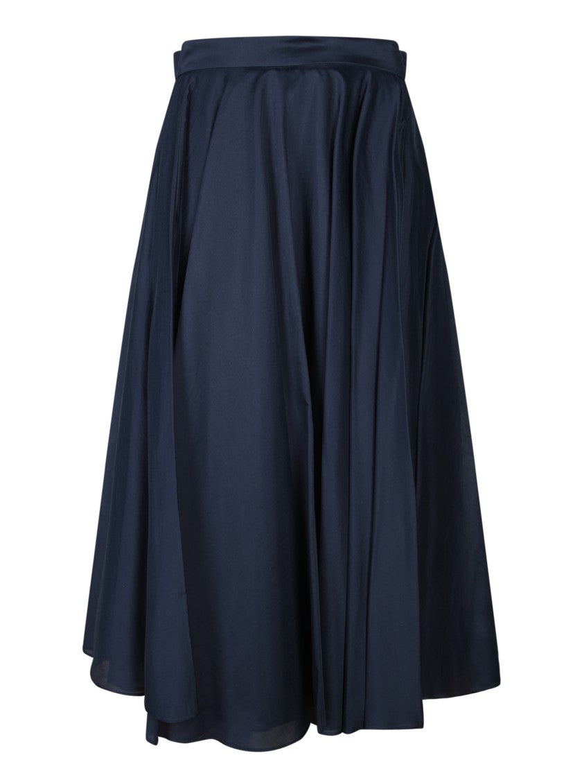 Blanca Vita Pleated Midi Skirt In Muslin With Elastic Waistband