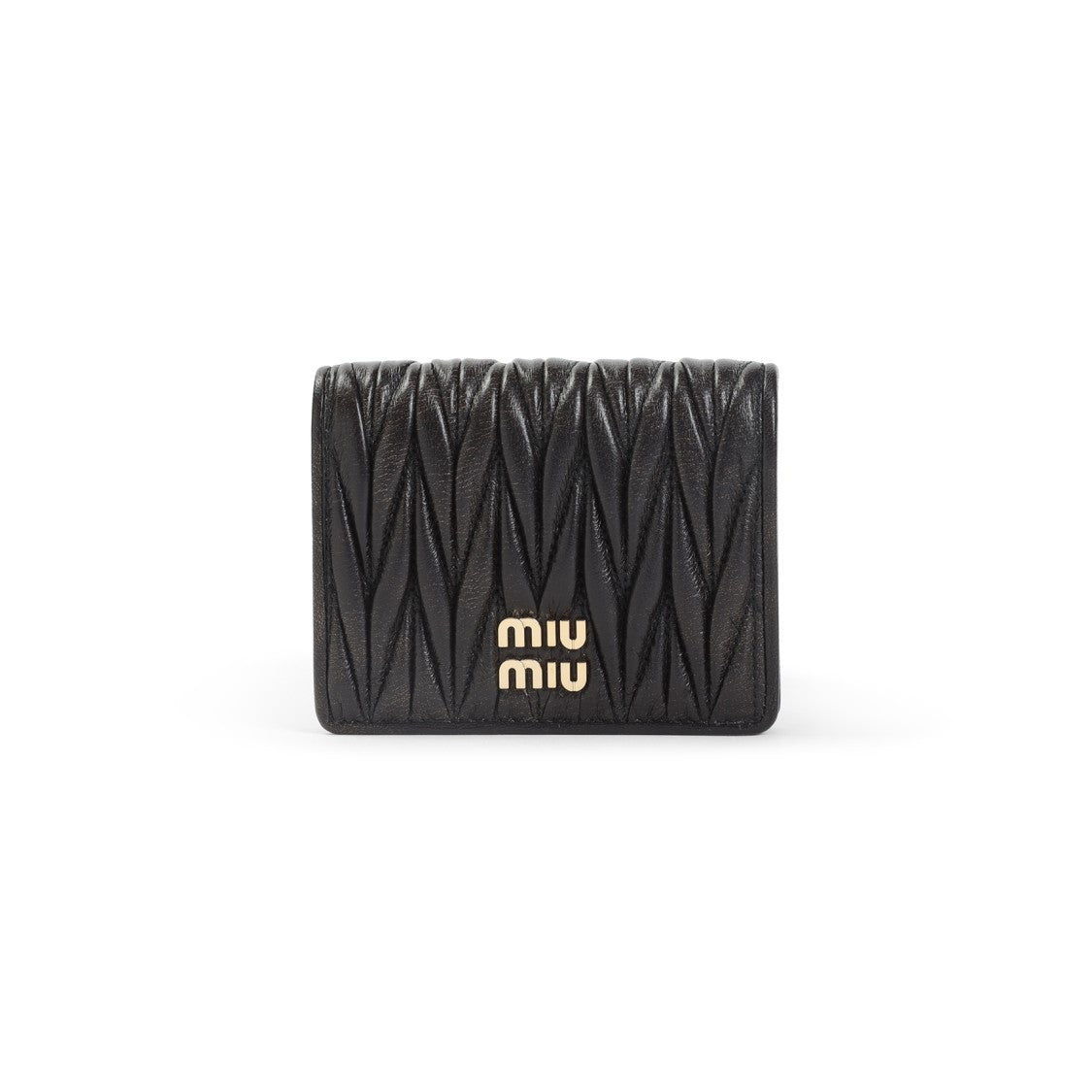 Miu Miu Compact Quilted Brown Lamb Leather Wallet