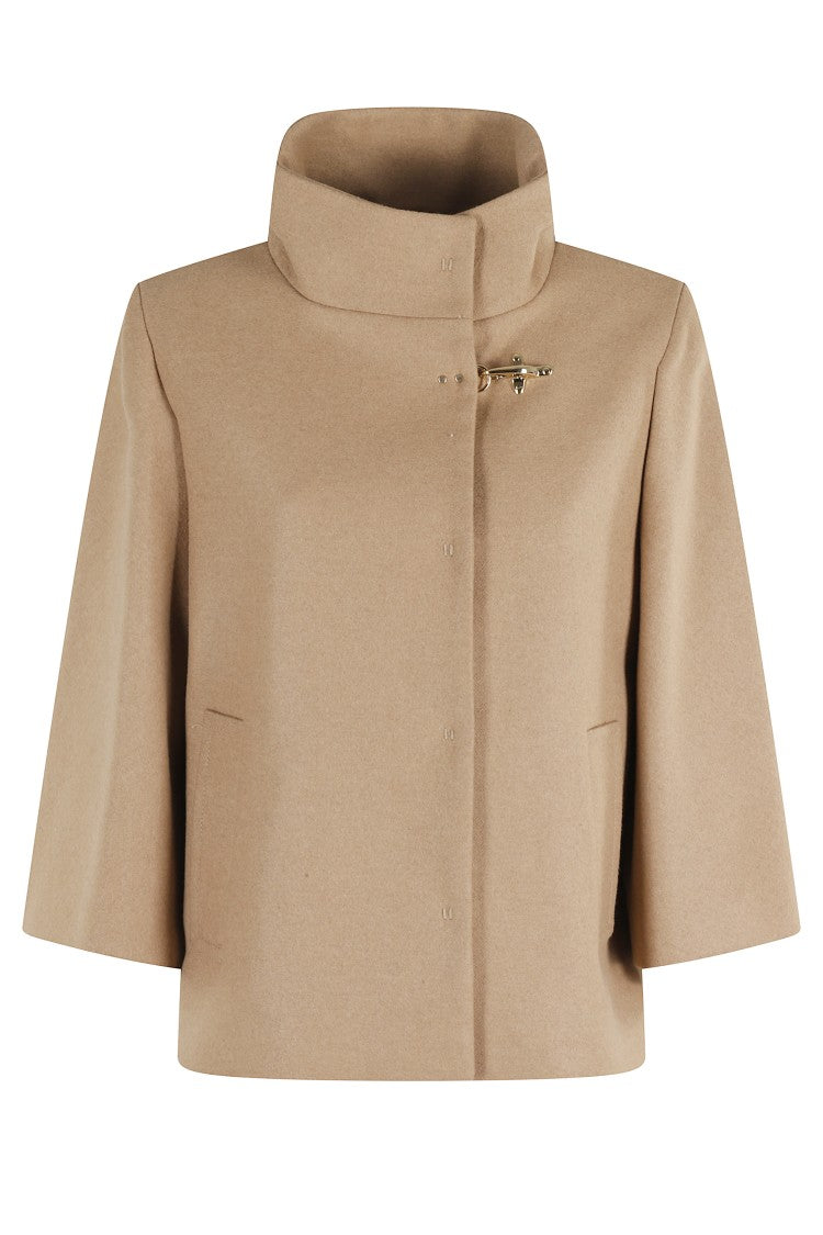 Fay Short Wool-Blend Camel Coat