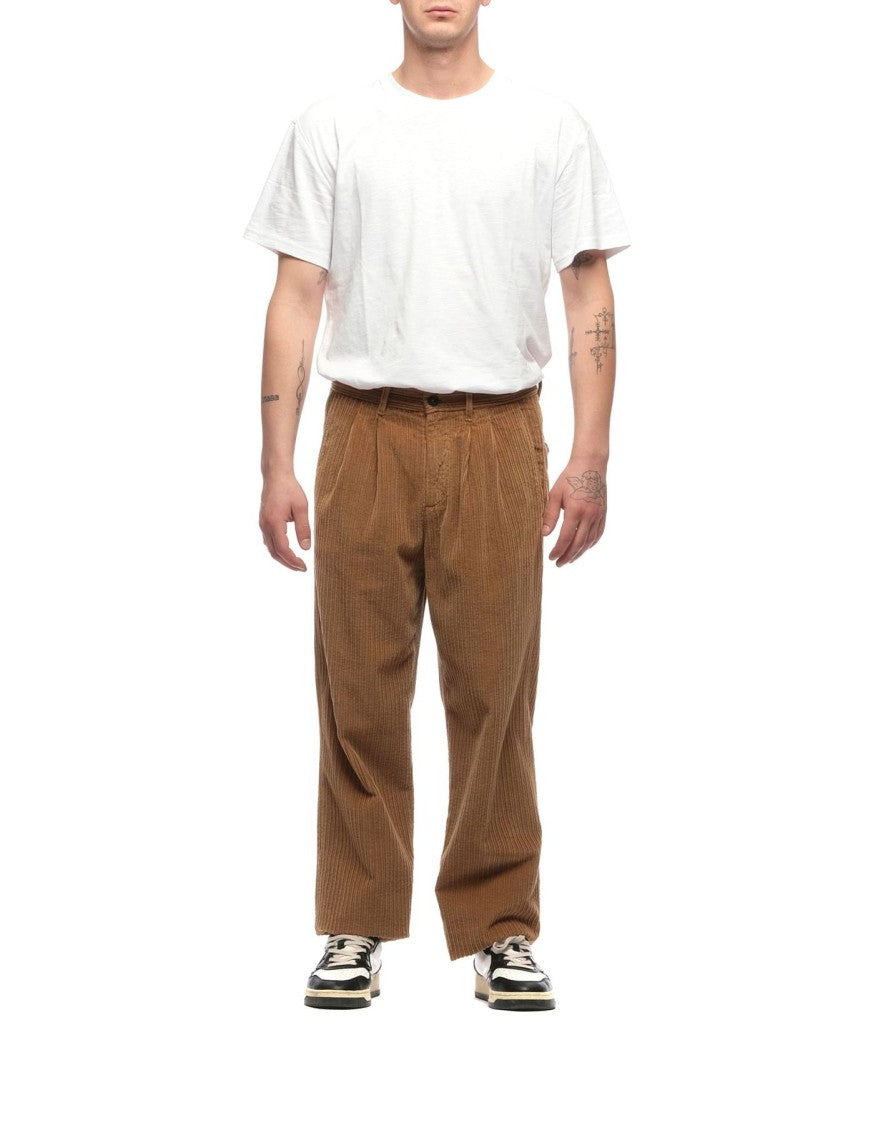 Nine In The Morning Soft Straight-Leg Corduroy Trousers In Warm Beige