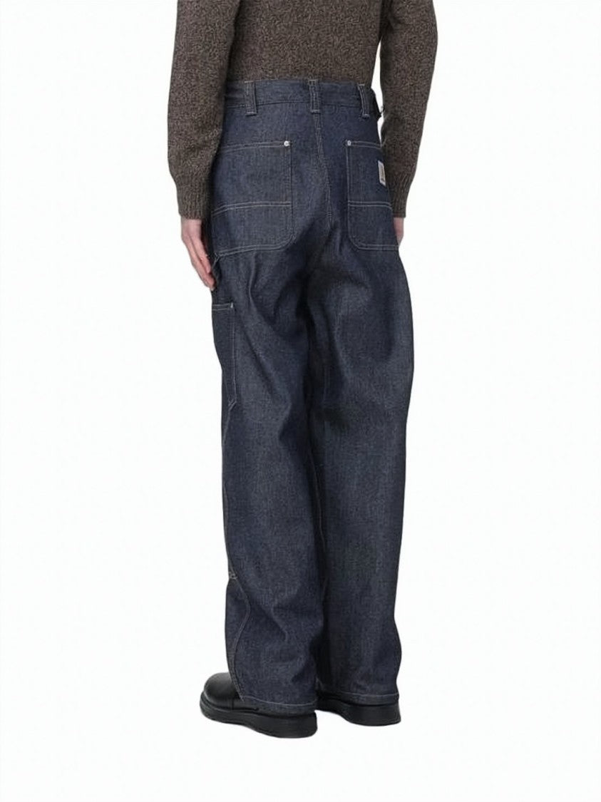 Carhartt Wip Indigo Denim Pants With Reinforced Stitching