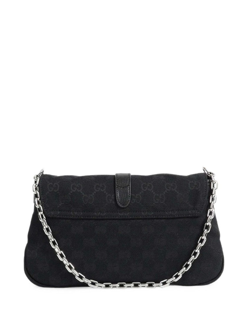 Gucci Rectangular Shoulder Bag With Monogram Pattern And Silver Hardware