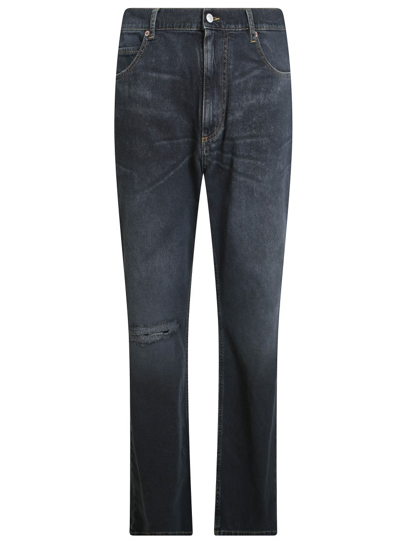 Mm6 By Maison Margiela Dark-Wash Five-Pocket Distressed Jeans