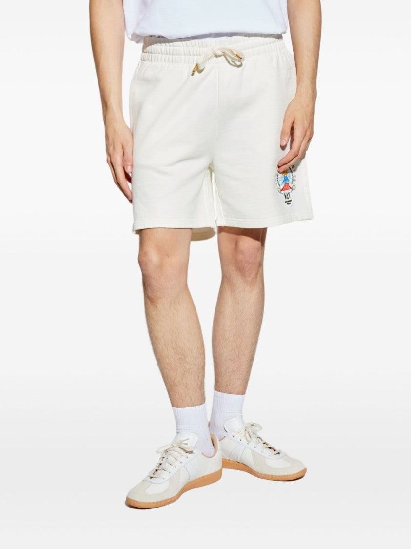 Casablanca Relaxed Fit White Cotton Shorts