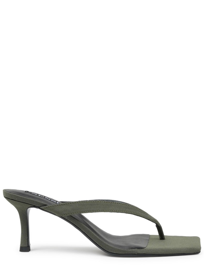 Senso Brown Square-Toe Thong Leather Heels