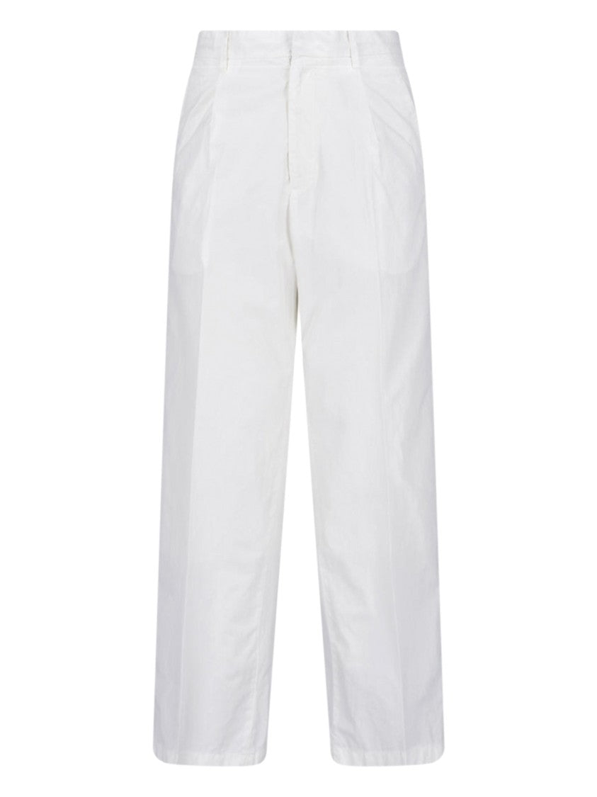 Auralee White Straight Leg Cotton Trousers
