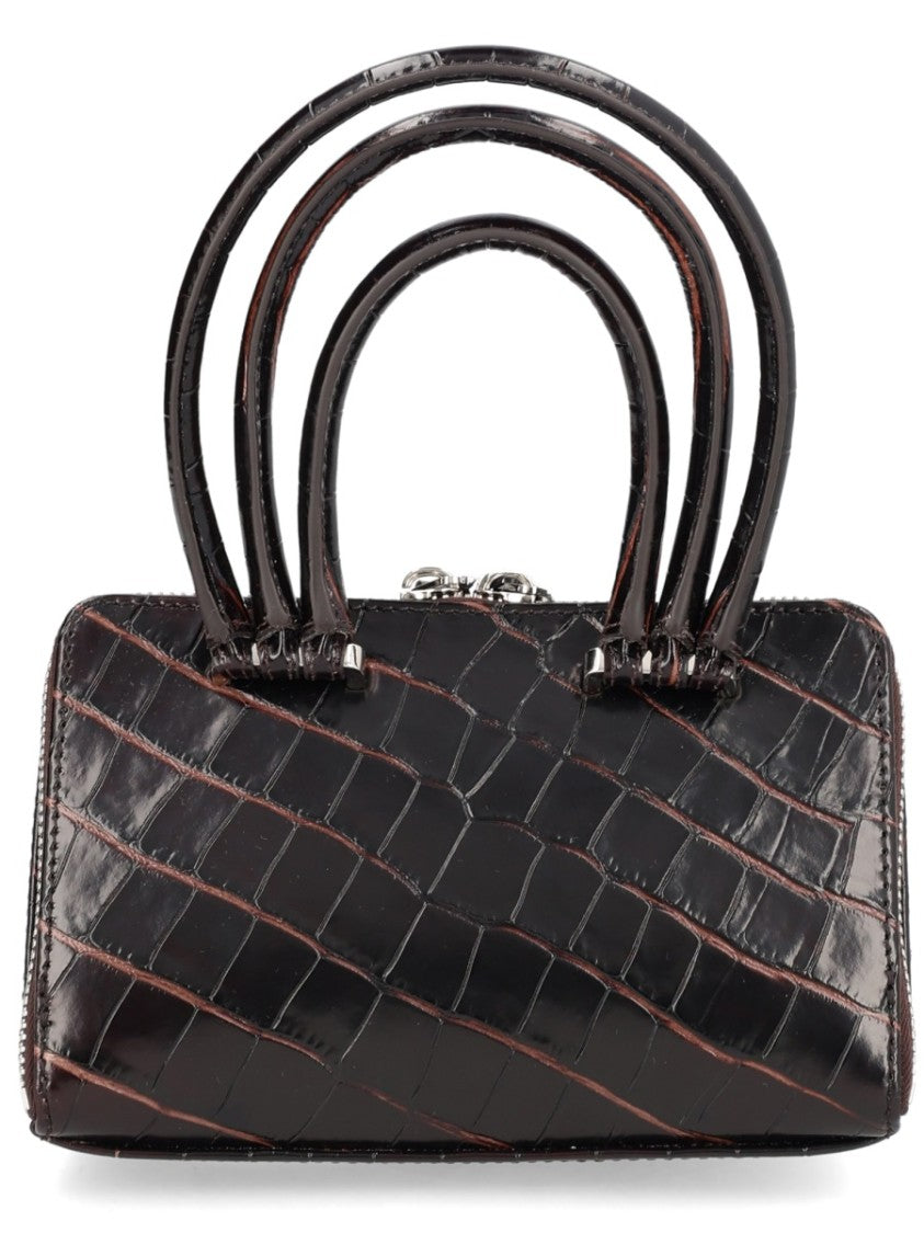 The Attico Mini Friday Crocodile Embossed Shoulder Bag
