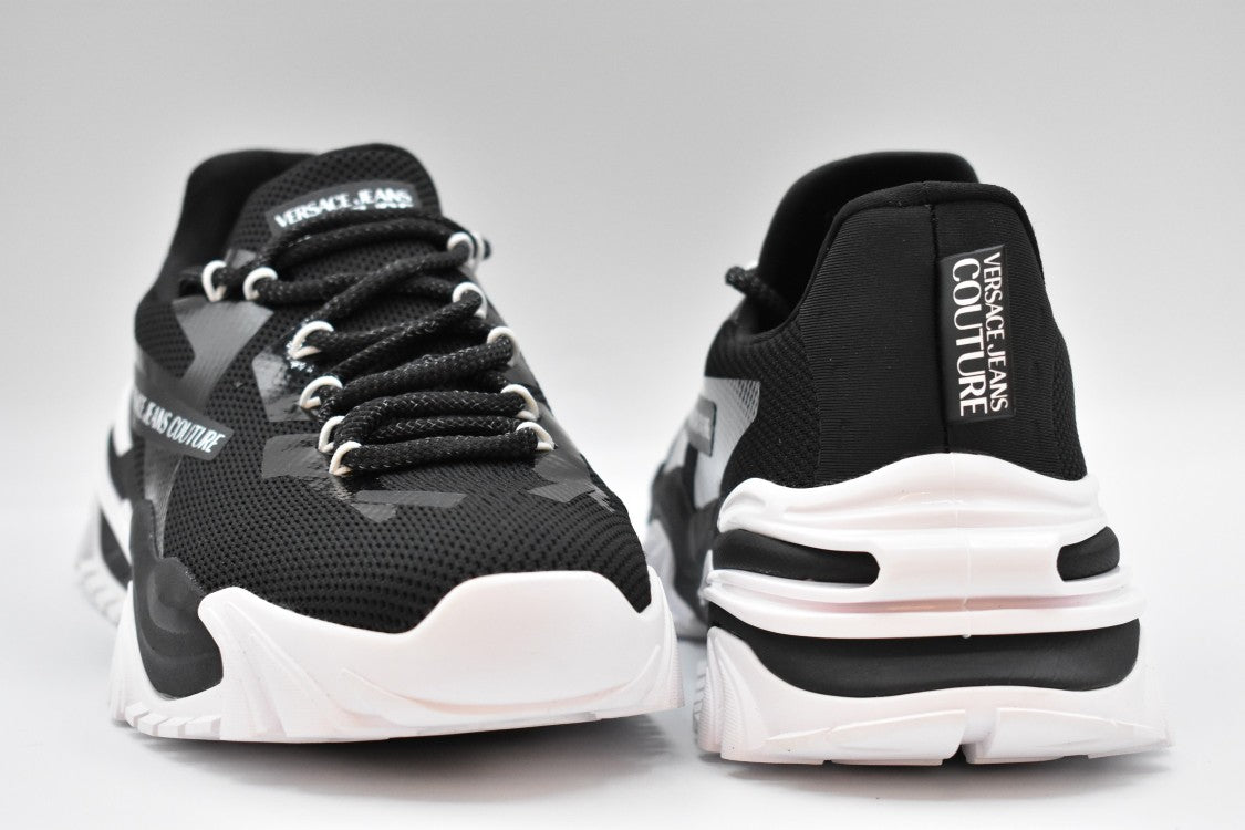 Versace Black And White Leather Sneakers