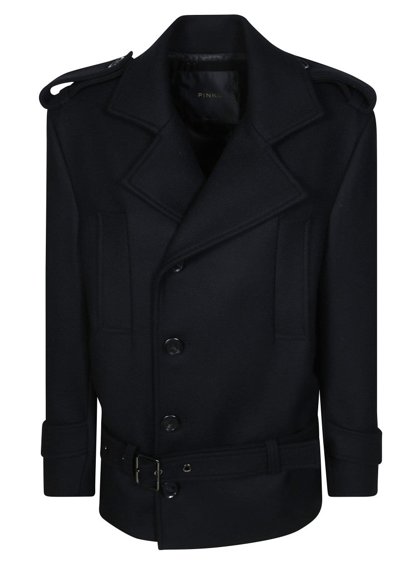 Pinko Tornado Double-Breasted Cropped Caban Coat