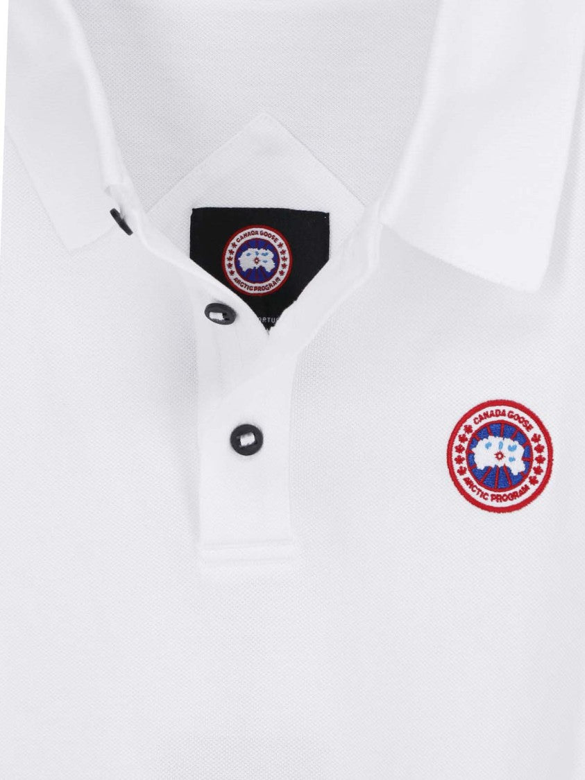 Canada Goose Minimally Designed Short-Sleeve Polo Shirt With Button Placket And Embroidered Patch